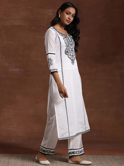 Women Ethnic Motifs Embroidered Regular Thread Work Kurta with Trousers & With Dupatta