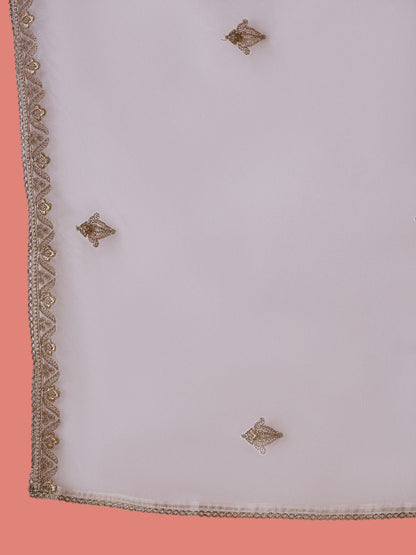 Zari Women Sequence Embroidered Straight Kurta & Trousers With Dupatta