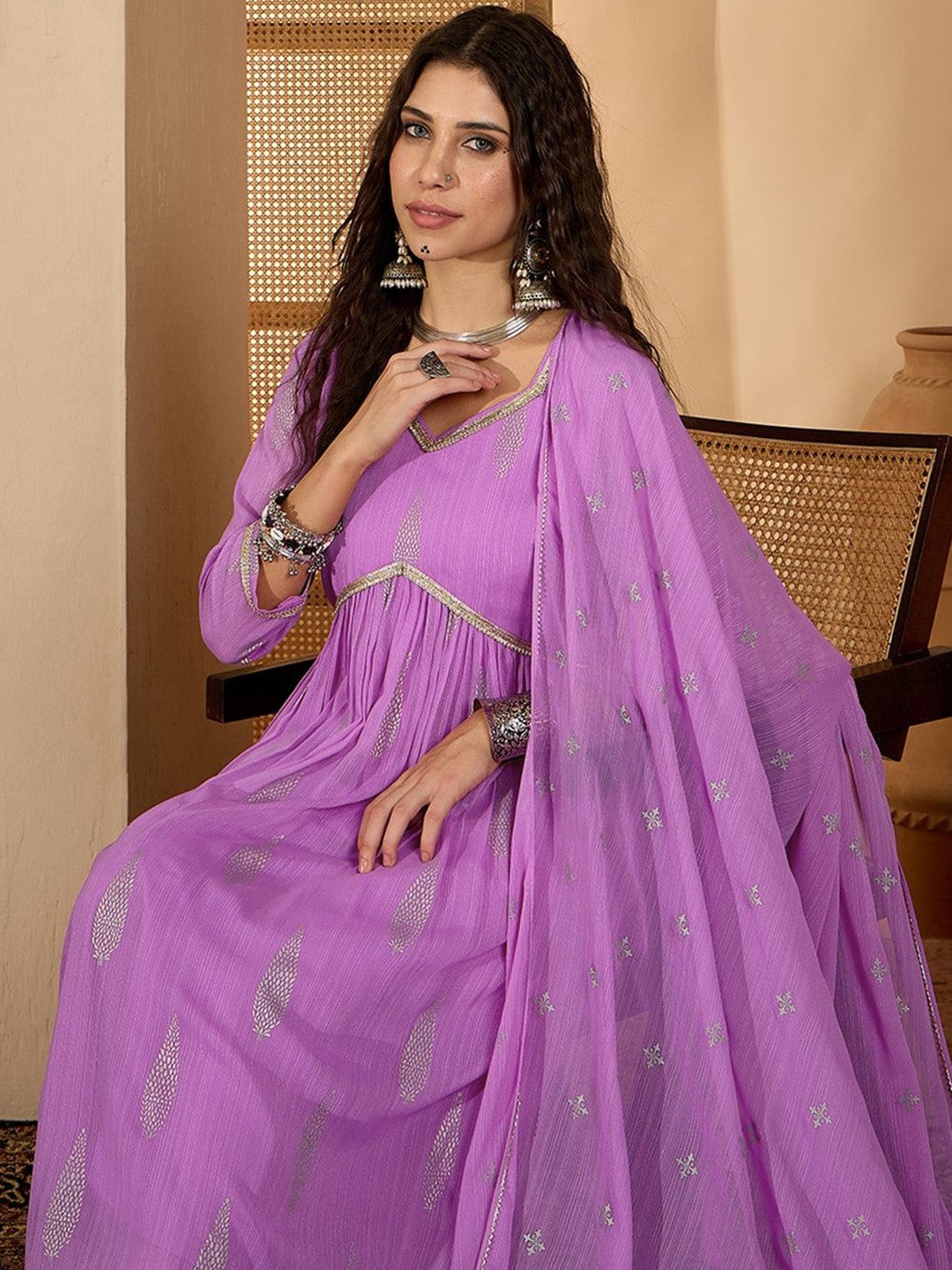 Women Ethnic Motifs Printed Empire Kurta with Trousers & With Dupatta