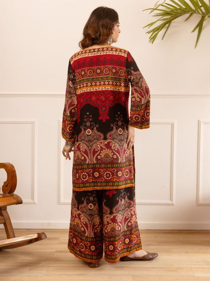 Karen carmine printed co-ord set
