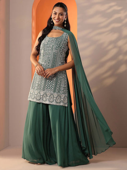 Dhiyona LL Women Ethnic Motifs Embroidered Kurti with Palazzo & Dupatta