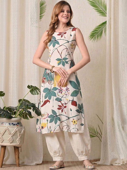 Floral Printed Round Neck Kurta & Salwar