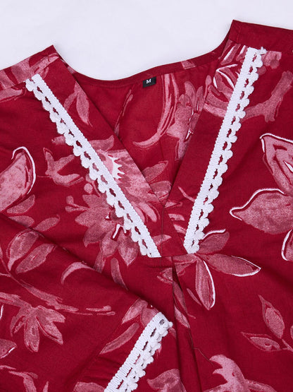 Dhiyona OD  Floral Printed Pure Cotton Straight Kurta