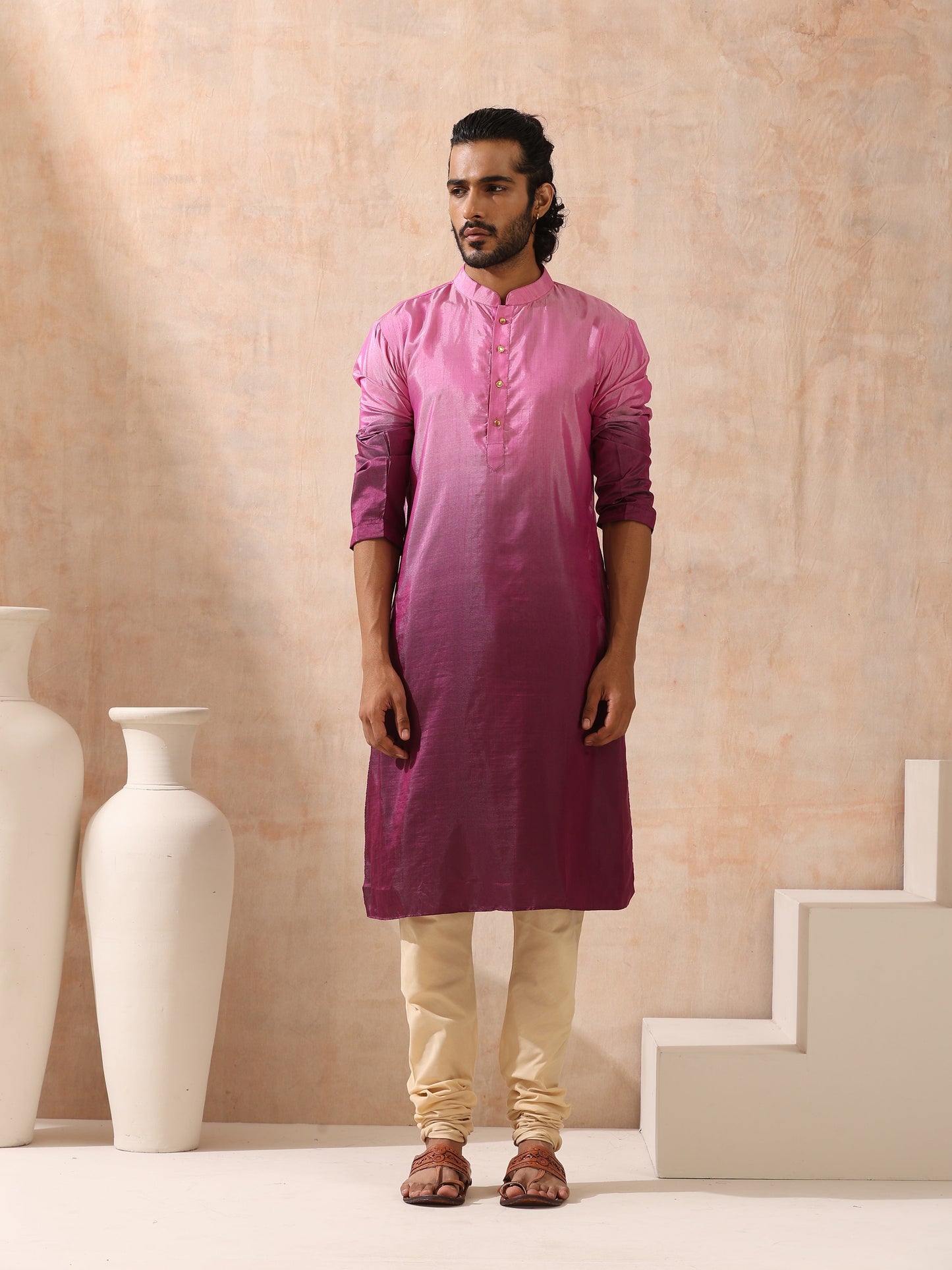 Dhiyona ST Mens Ombre Shades of Pink Kurta