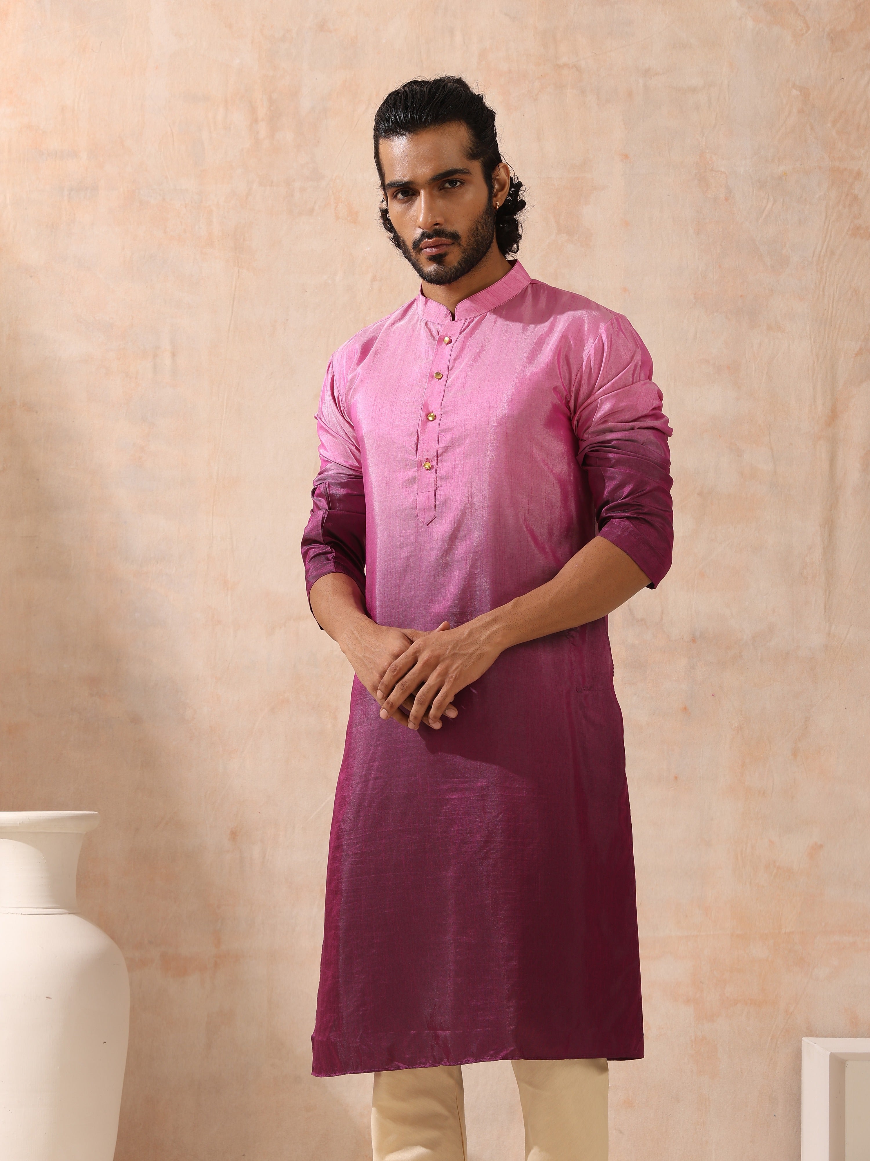 Dhiyona ST Mens Ombre Shades of Pink Kurta