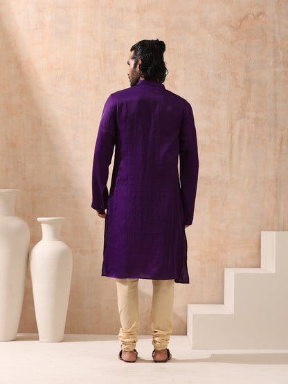 Dhiyona ST Mens Purple Kurta with Gold Buttons