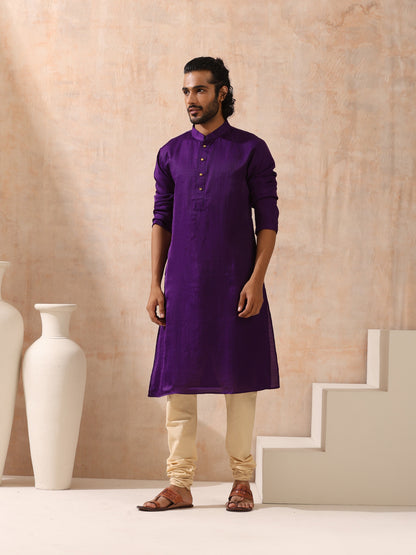 Dhiyona ST Mens Purple Kurta with Gold Buttons
