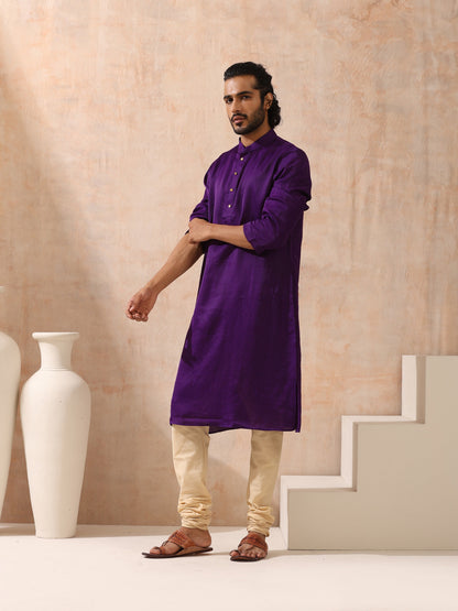 Dhiyona ST Mens Purple Kurta with Gold Buttons