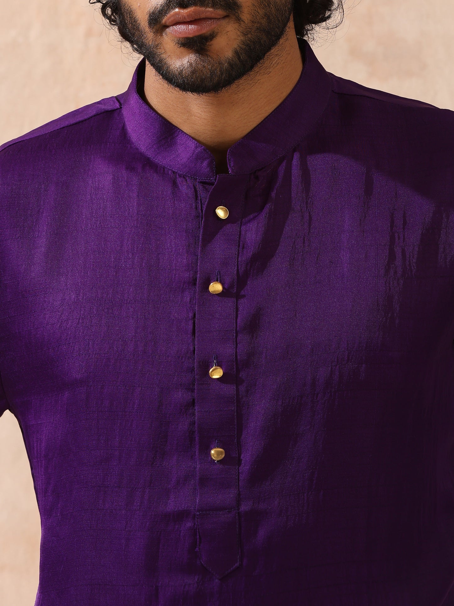 Dhiyona ST Mens Purple Kurta with Gold Buttons