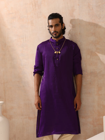 Dhiyona ST Mens Purple Kurta with Gold Buttons
