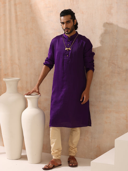 Dhiyona ST Mens Purple Kurta with Gold Buttons