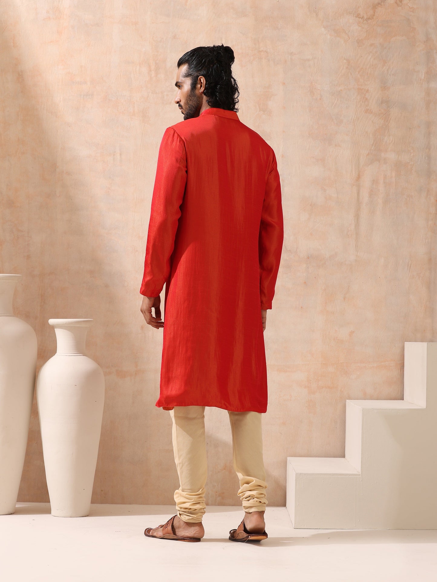 Dhiyona ST Reversible Orange and Red Satin Kurta