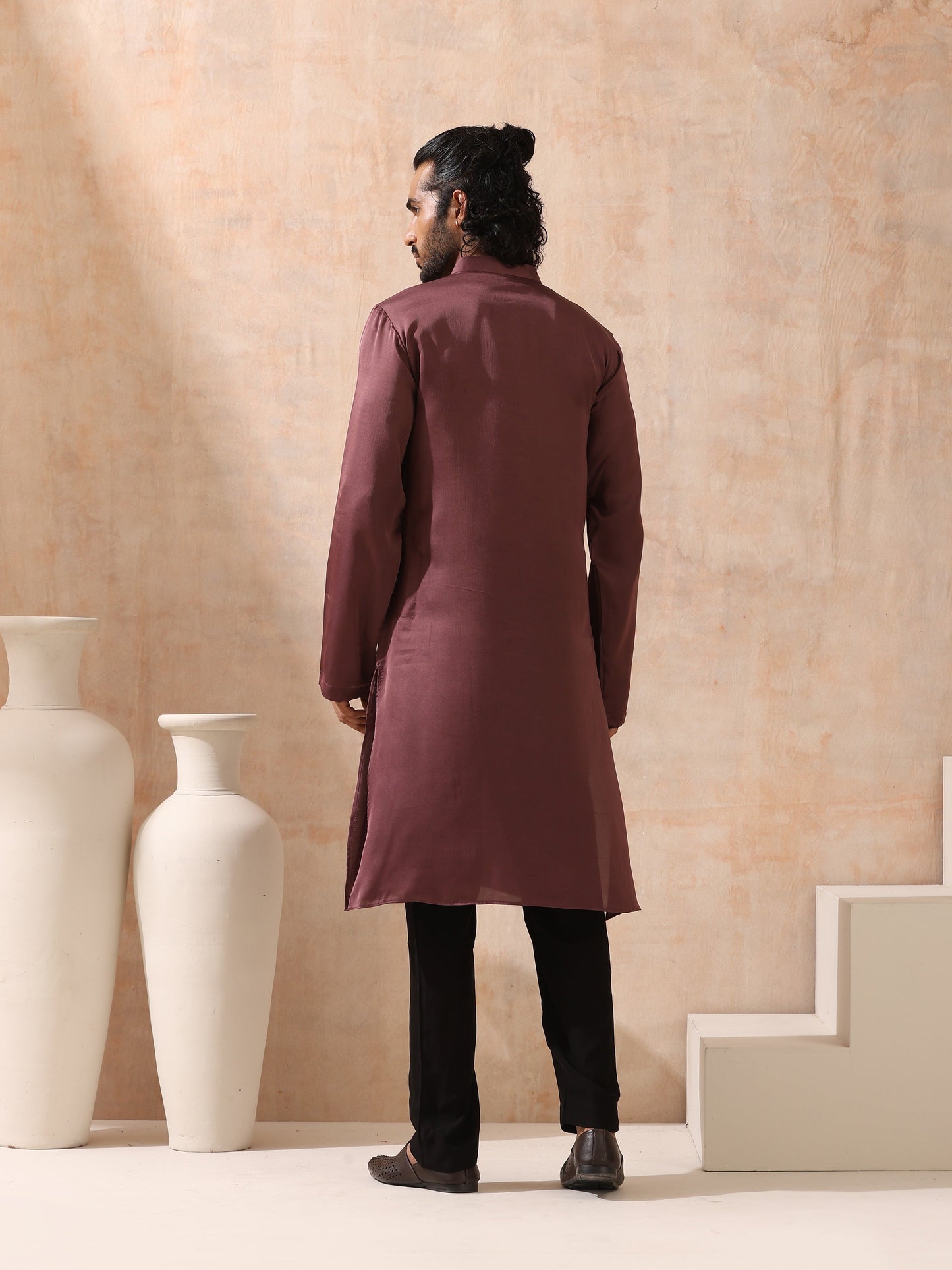 Dhiyona ST Mens Chocolate Kurta with Gold Buttons