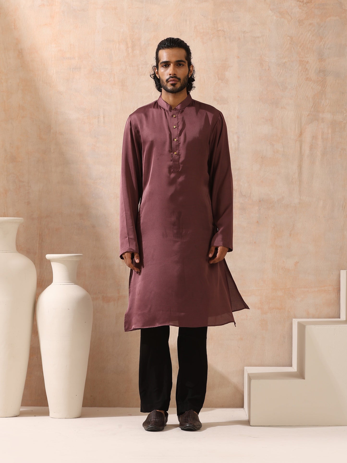 Dhiyona ST Mens Chocolate Kurta with Gold Buttons
