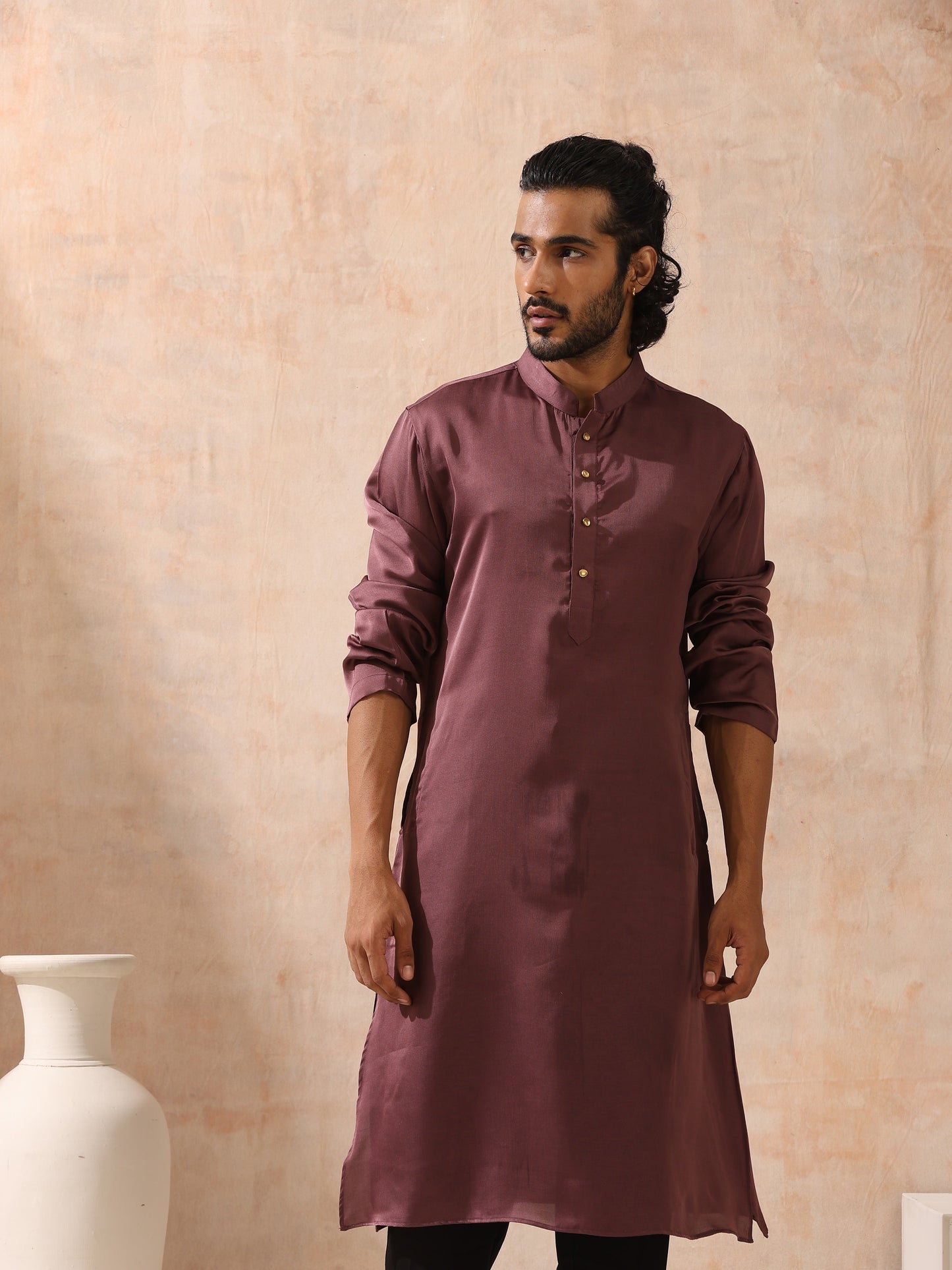 Dhiyona ST Mens Chocolate Kurta with Gold Buttons