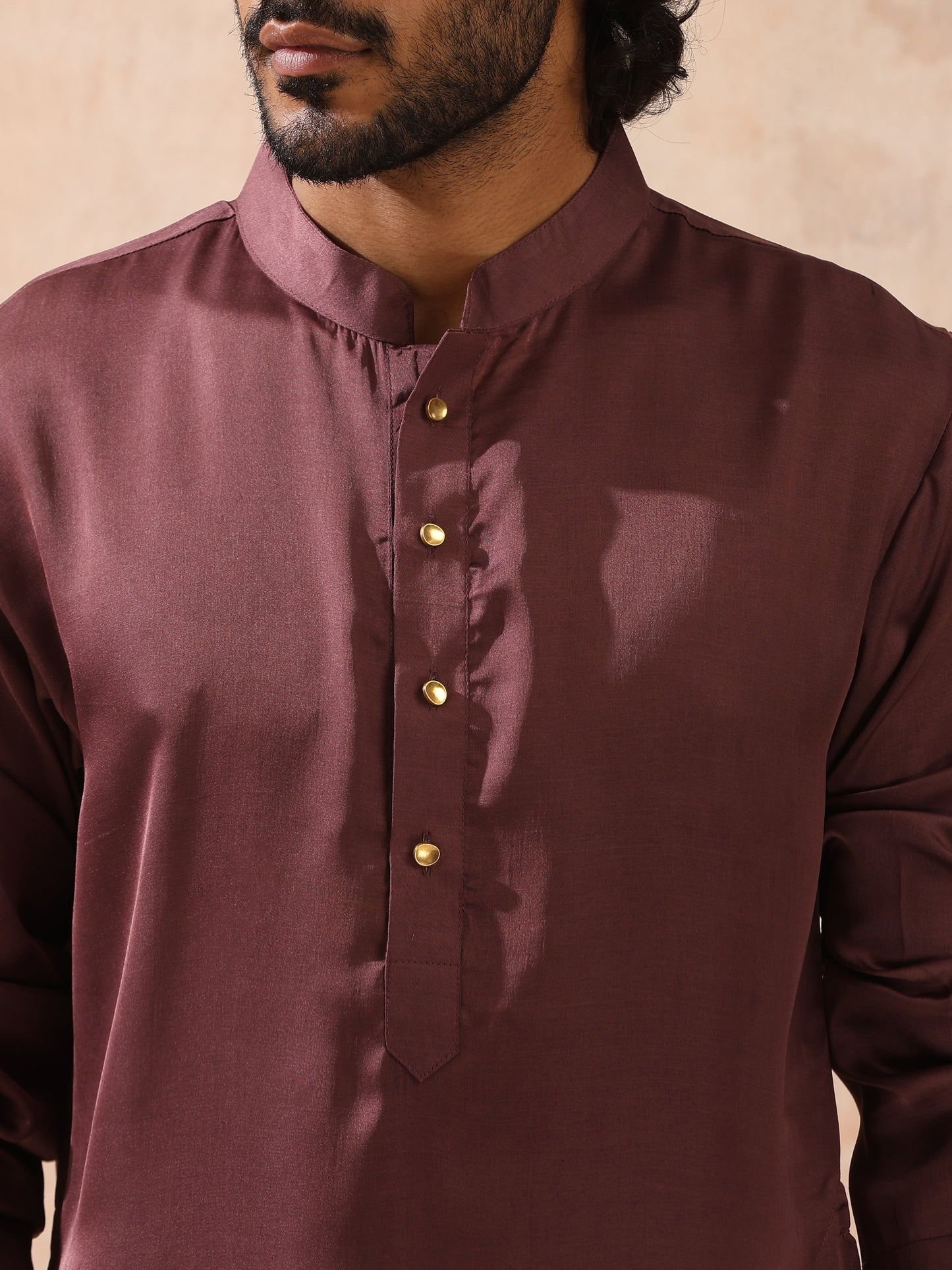 Dhiyona ST Mens Chocolate Kurta with Gold Buttons