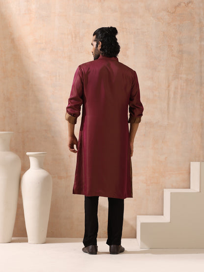 Dhiyona ST Reversible Maroon and Mustard Satin Kurta