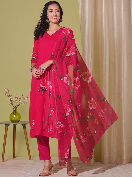 Dhiyona KL Women Regular Kurta with Trousers & With Dupatta