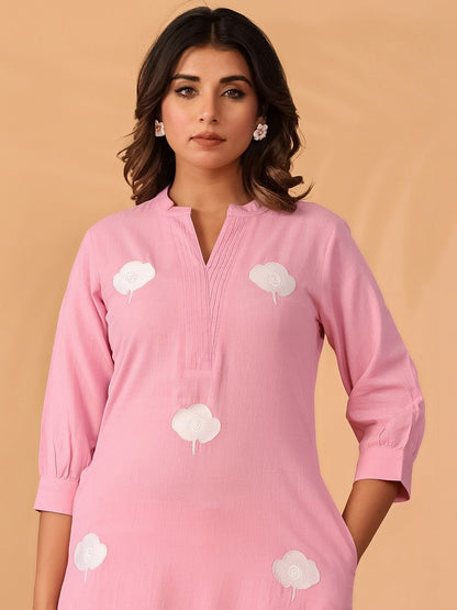 Women Floral Embroidered Regular Thread Work Kurta with Palazzos
