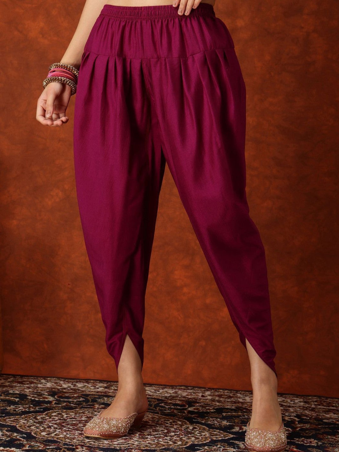 Paisley Embroidered Sequinned Chanderi Silk Kurti With Dhoti Pants & Dupatta