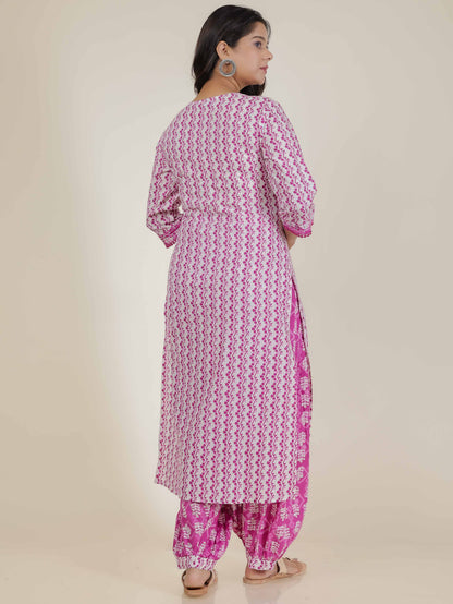 Women's Cotton Pink Straight Kurta
