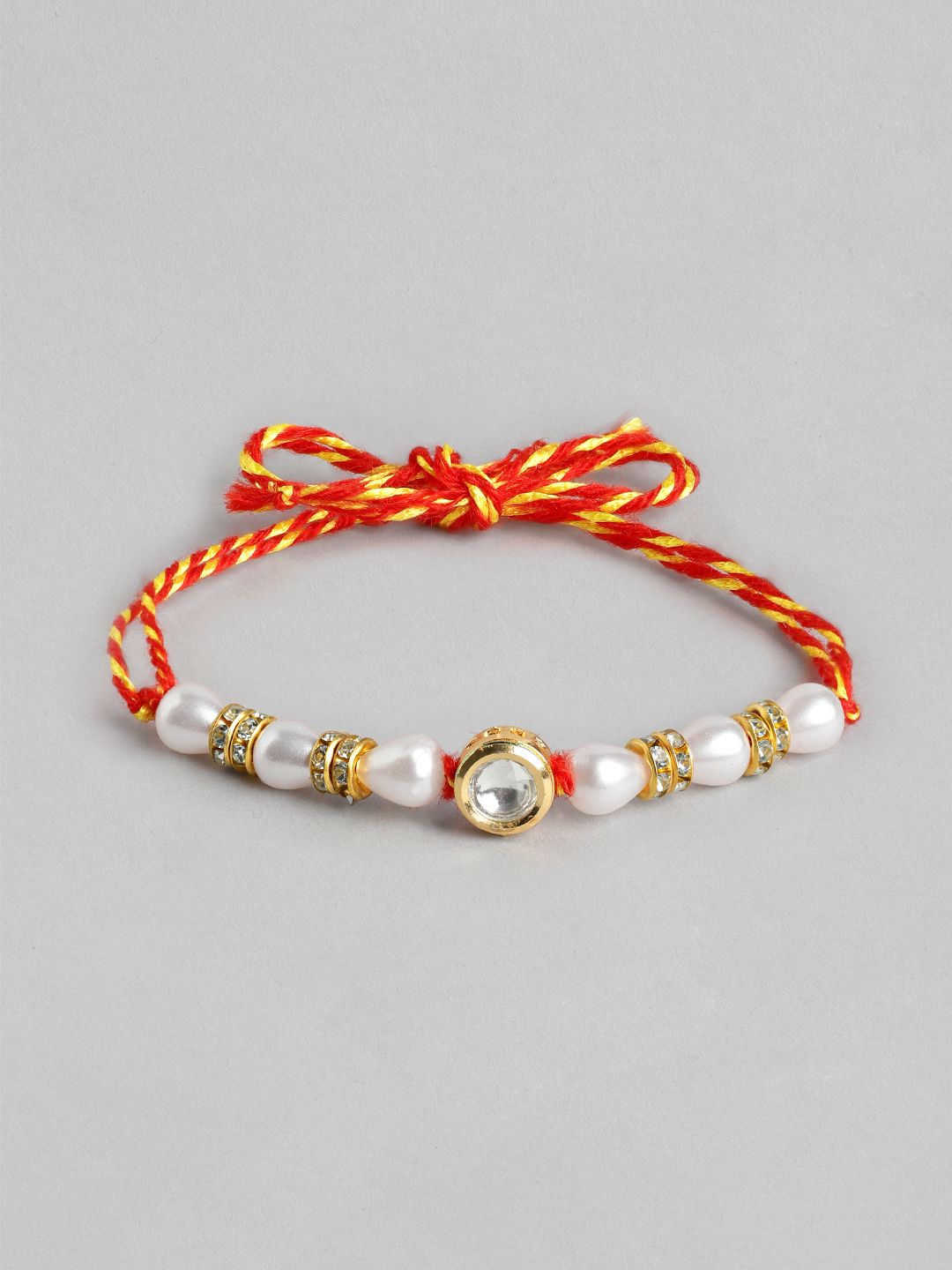 Dhiyona Unisex Set of 2 Beaded Bhai Bhabhi Rakhis With Roli & Chawal