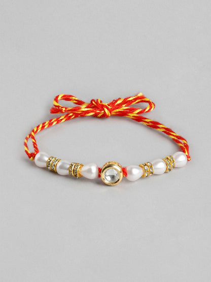 Dhiyona Unisex Set of 2 Beaded Bhai Bhabhi Rakhis With Roli & Chawal