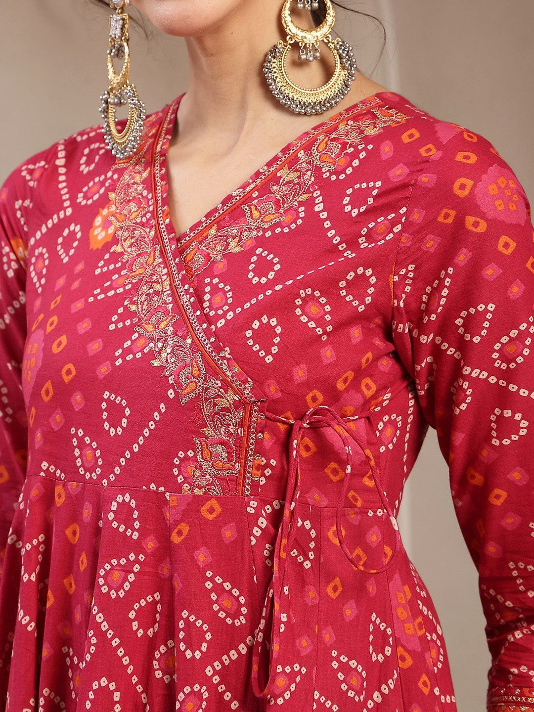 Printed Cotton V-Neck Kurta & Palazzos With Dupatta