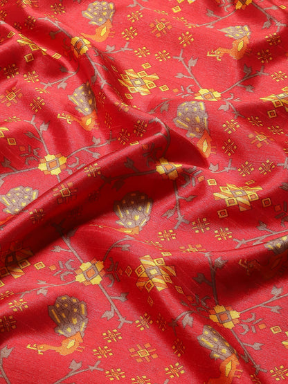 Women's Art Silk Red Woven Design Designer Saree With Blouse Piece