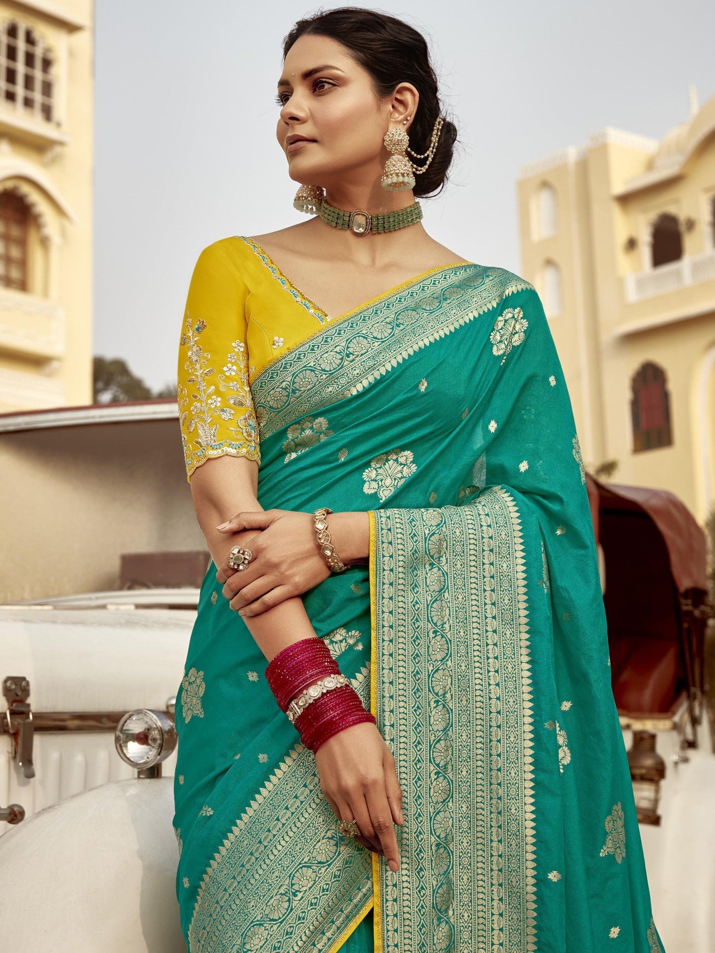 Dhiyona KM Women Graceful Green Silk Saree “ A Heritage Statement