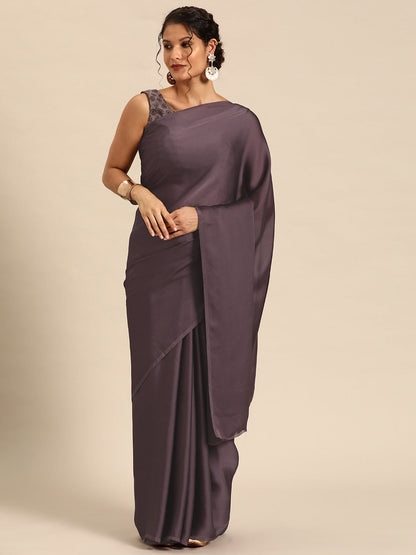 Dhiyona GR Women's Aahana Faded Purple Satin Saree