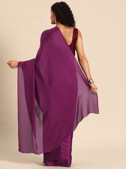 Dhiyona GR Women's Aahana Wisteria Purple Satin Saree