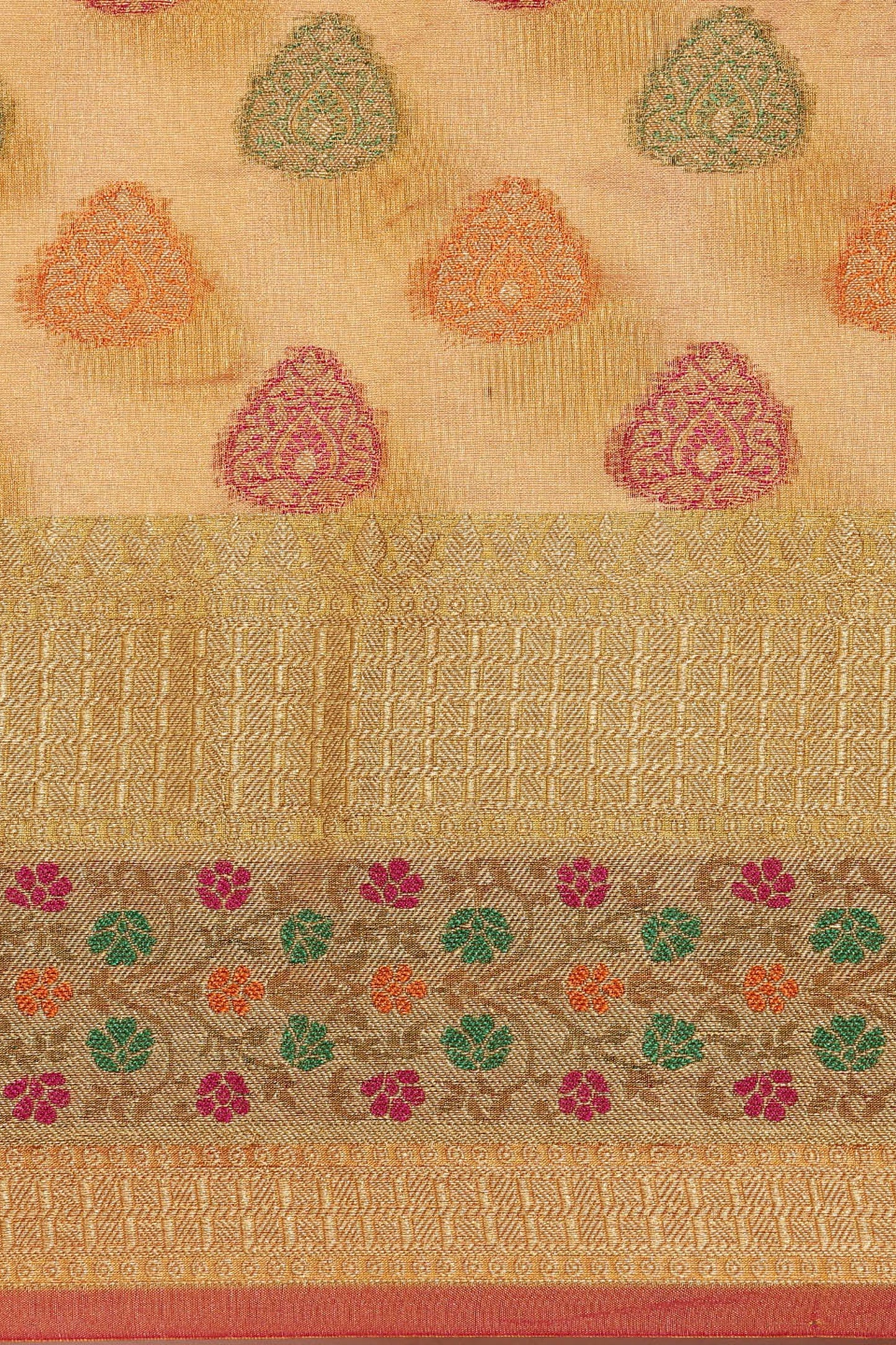 Dhiyona GR Women's Aarvi Amber Yellow Zari Woven Organza Silk Saree
