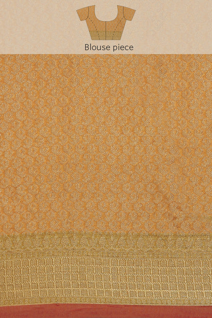 Dhiyona GR Women's Aarvi Amber Yellow Zari Woven Organza Silk Saree