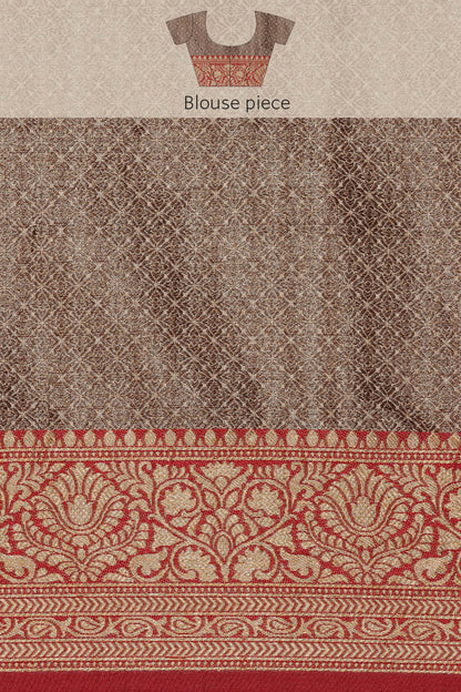 Dhiyona GR Women's Aarya Latte Beige Zari Woven Design Banarasi Pure Cotton Saree