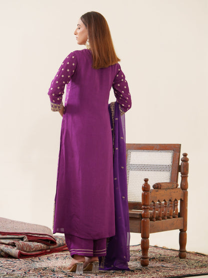 Palash Grape Full Work Suit Set