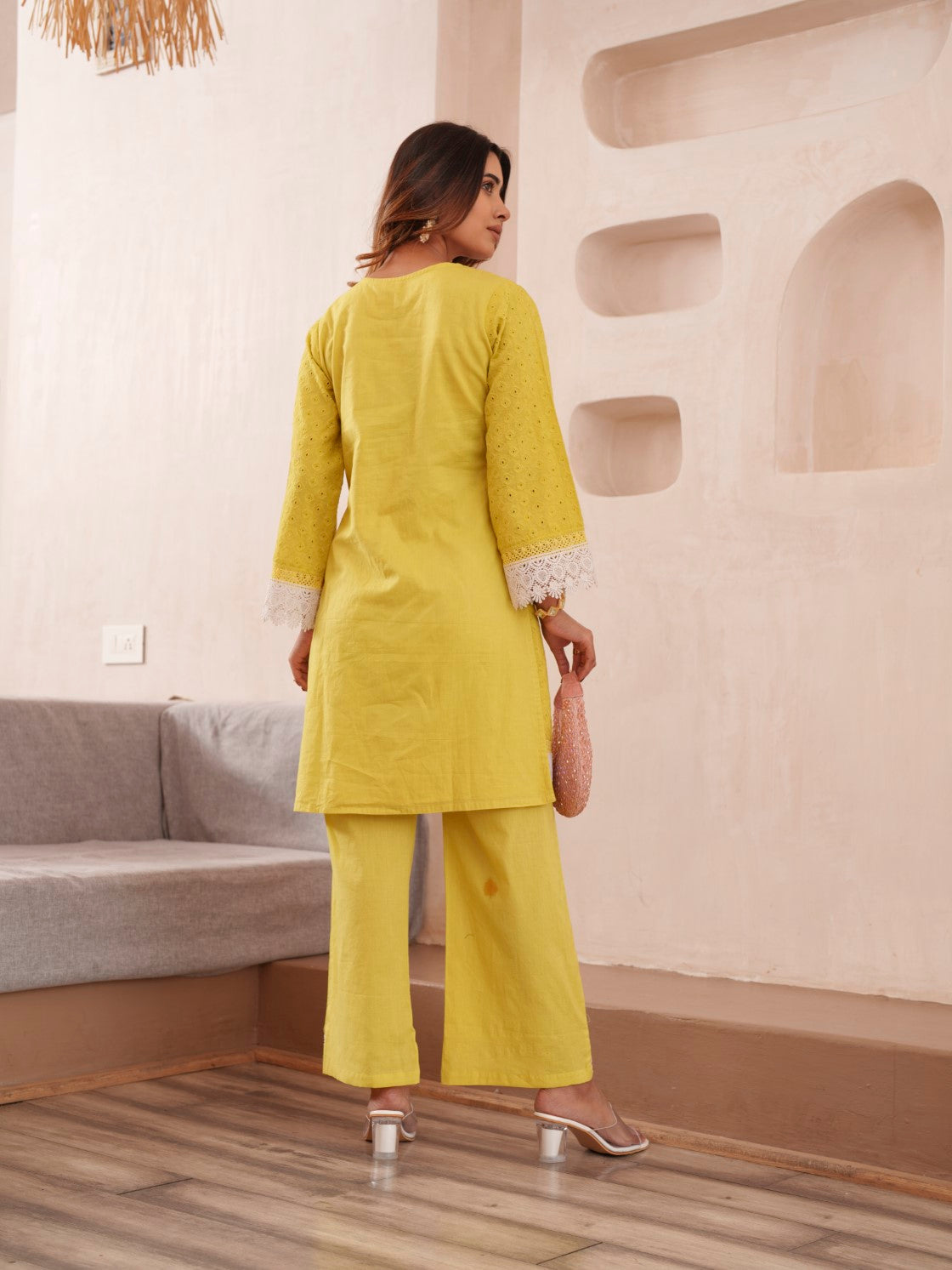 Subarna Amber Cotton Shchiffli Co-ord Set