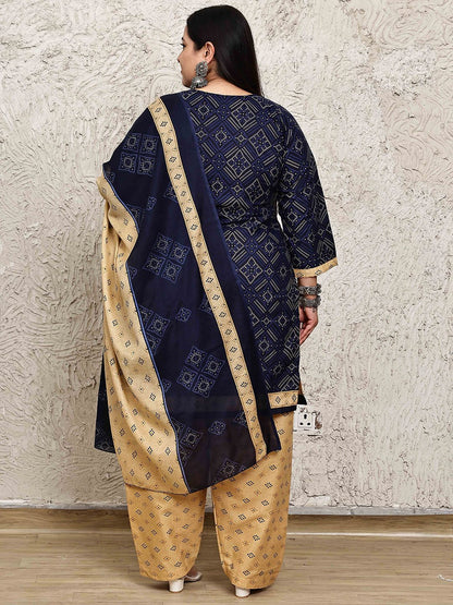 Dhiyona KL Women Geometric Printed Kurta with Salwar & With Dupatta