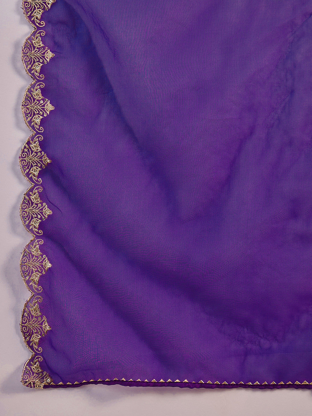 Purple Woven Design Yoke Design Kurta With Trouser And Dupatta et