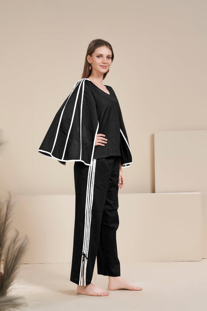 Soul Black Cape Sleeves Co-ord Set