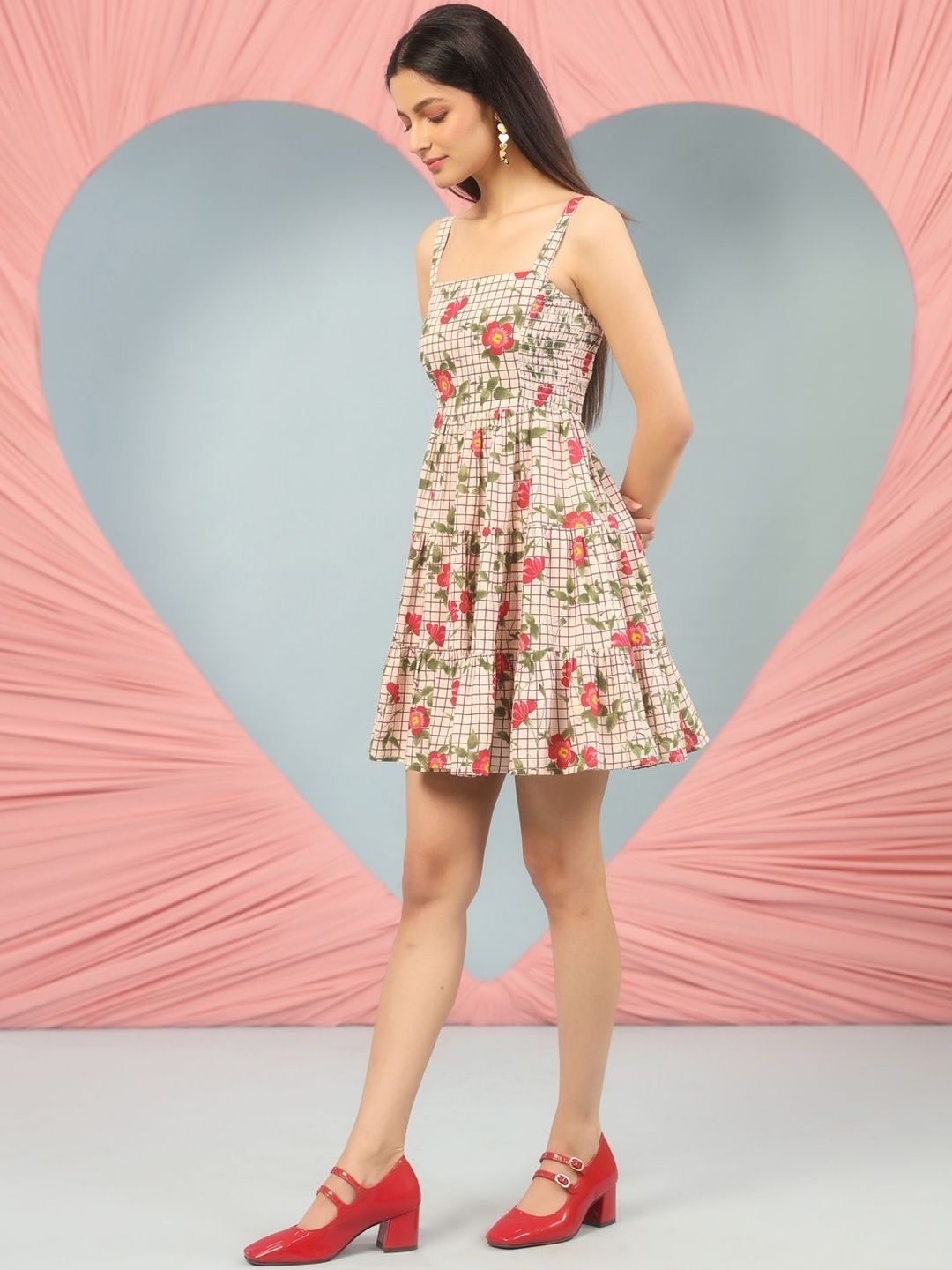Dhiyona AY Women's Floral Print Fit & Flare Mini Dress