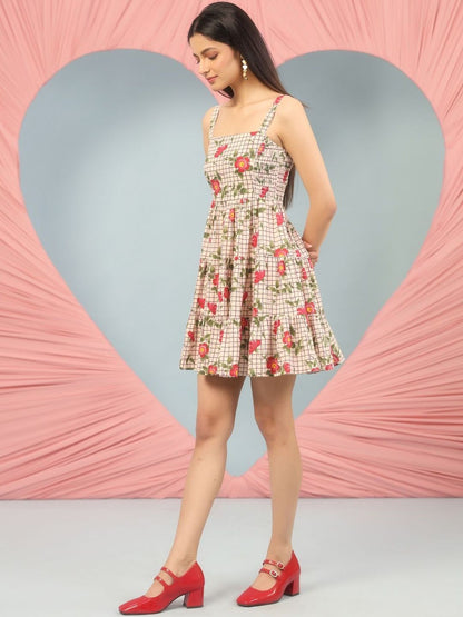 Dhiyona AY Women's Floral Print Fit & Flare Mini Dress