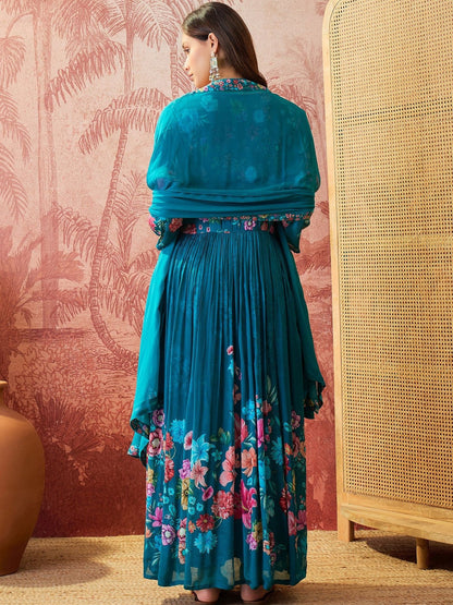 Printed Round Neck Kurta & Trousers Kurta Sets