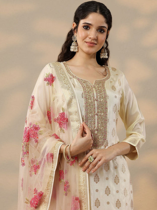 Women Ethnic Motifs Woven Design Kurta with Trousers & Dupatta