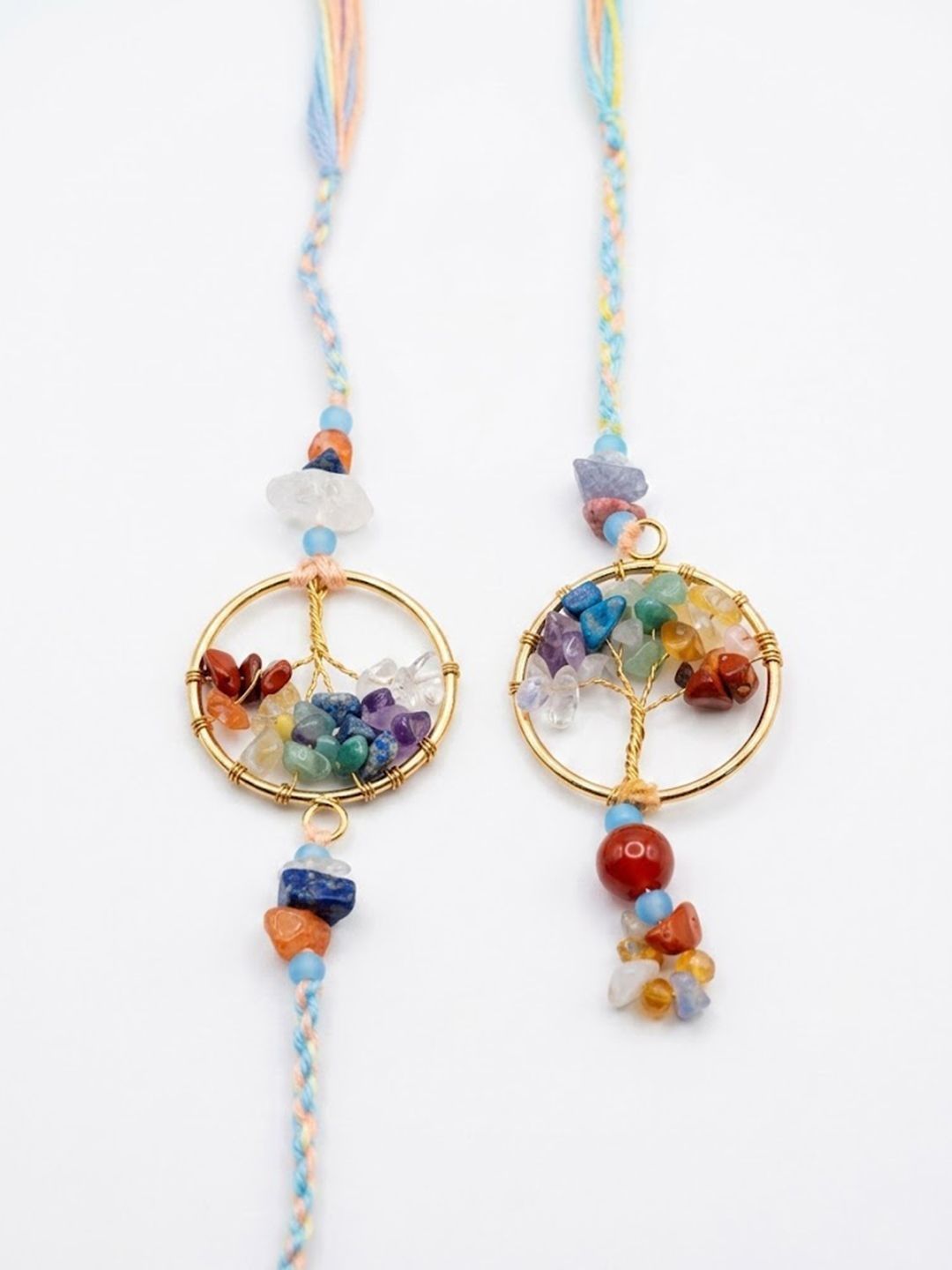 Dhiyona Set Of 2 Artificial Stones Bhaiya Bhabhi Rakhi With Roli Chawal Chandan Mishri