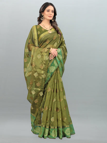 Dhiyona GR Women's Aksaya Pickle Green Organza Saree