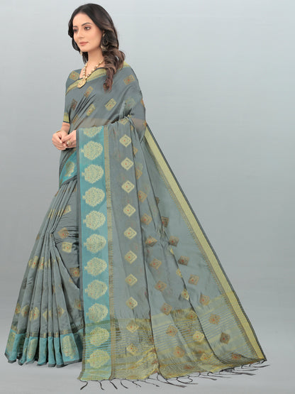 Dhiyona GR Women's Aksaya Stone Grey Organza Saree