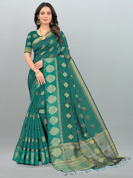Dhiyona GR Women's Aksaya Spring Green Organza Saree