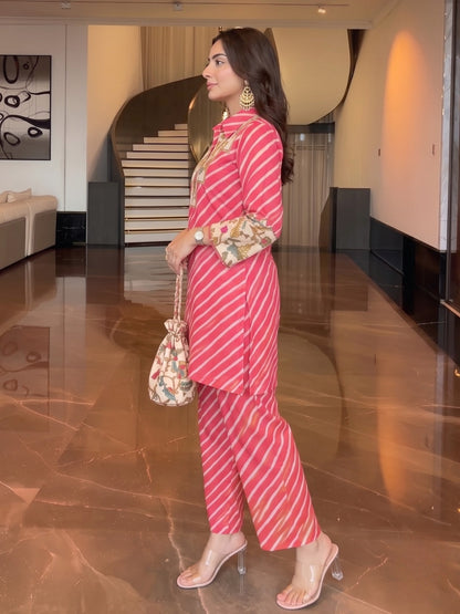Akshara Kobi Printed Co-Ord Set (Comes With Potli)