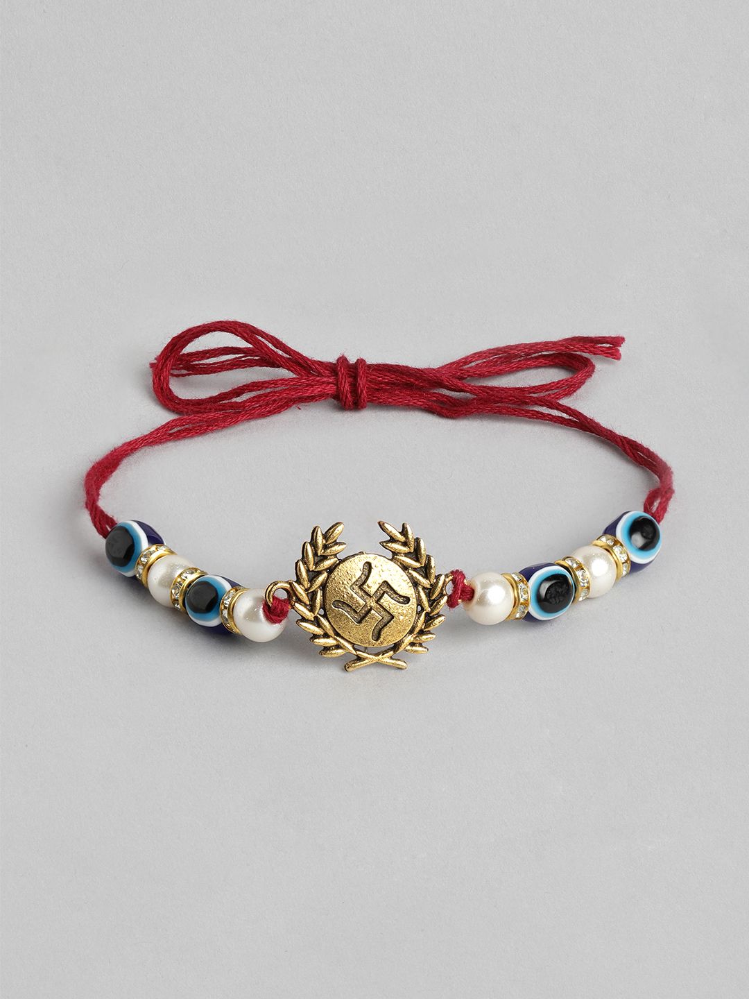 Dhiyona Unisex Set of 2 Beaded Bhai Bhabhi Rakhis With Roli & Chawal